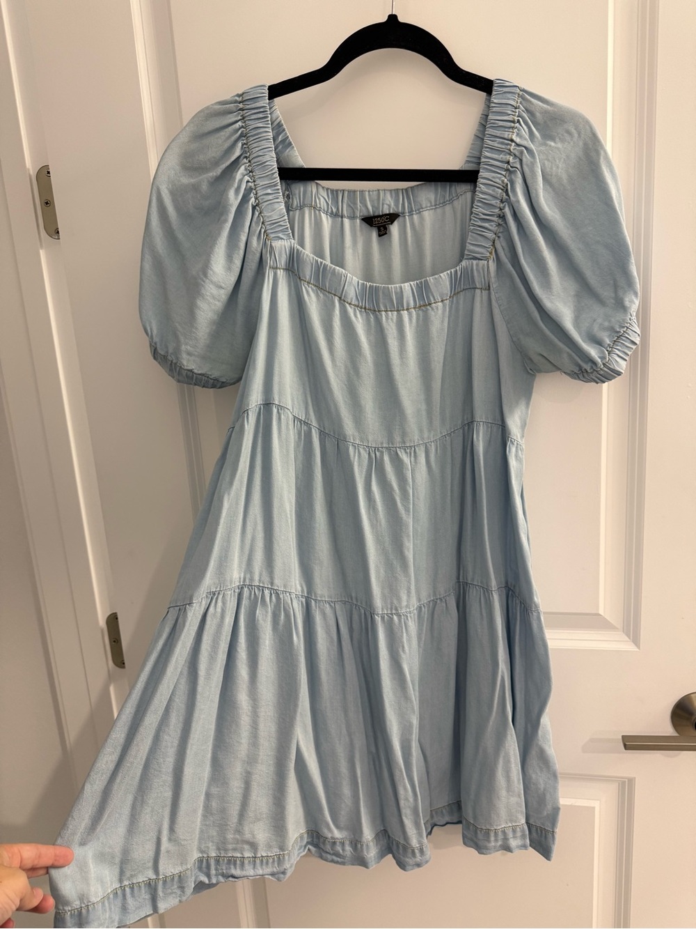 Vici Light Blue Puff Sleeve Mini Dress